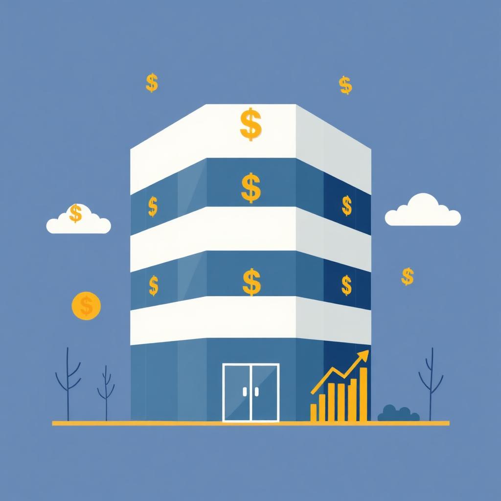Office building with growth chart